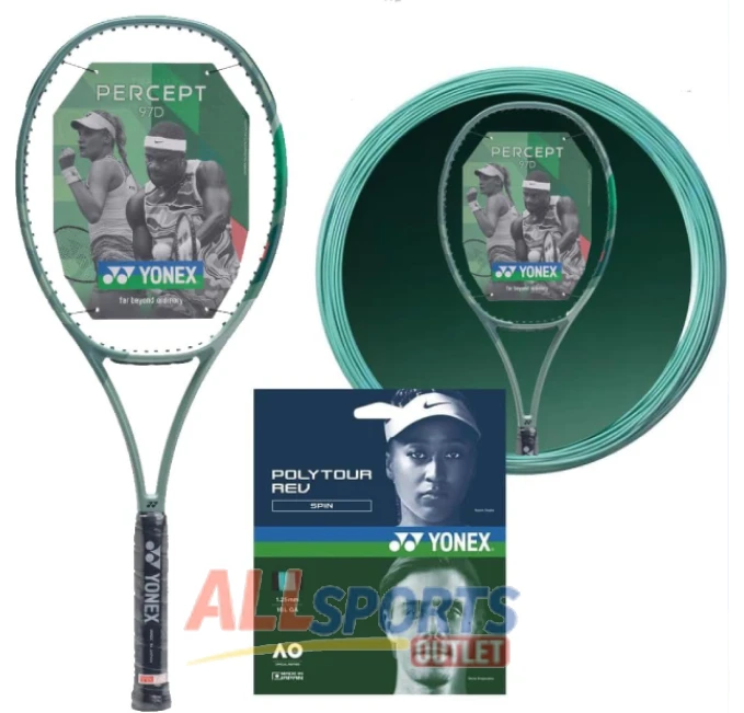 All Sports Outlet Yonex Percept 97D Tennis Racquet with Mint POLYTOUR Rev 125 String for precise control and power