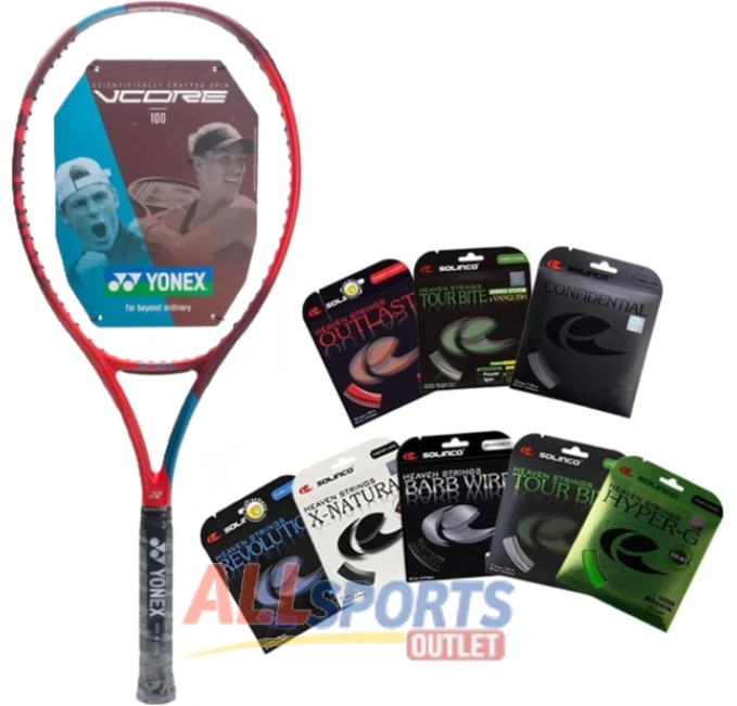 Alt Text: Yonex VCORE 100 Tennis Racquet with Graphite Frame and Grip Size 4 1/2 inches