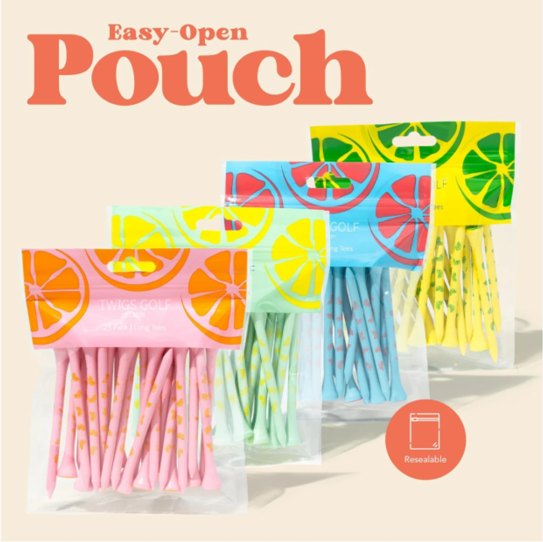 Bamboo Golf Tees 100 Count 3-1/4 inch Tropical Fruits Design Eco-Friendly All Sports Outlet