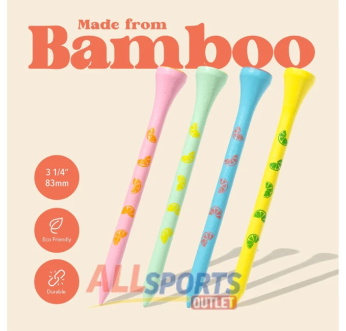Bamboo Golf Tees 100 Count 3-1/4 inch Tropical Fruits Design All Sports Outlet