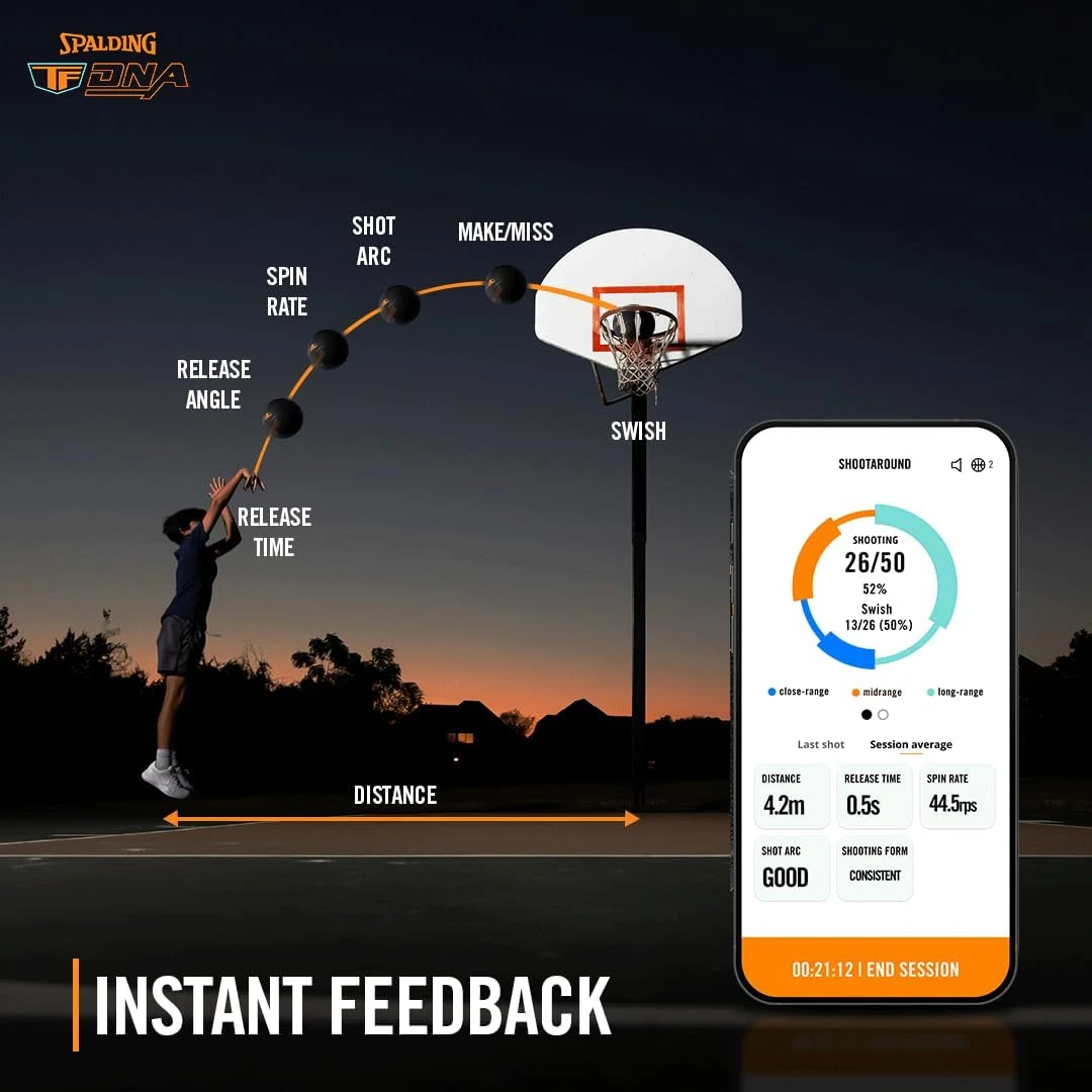 Spalding TF DNA Smart Basketball All Surface Bundle with App Subscription