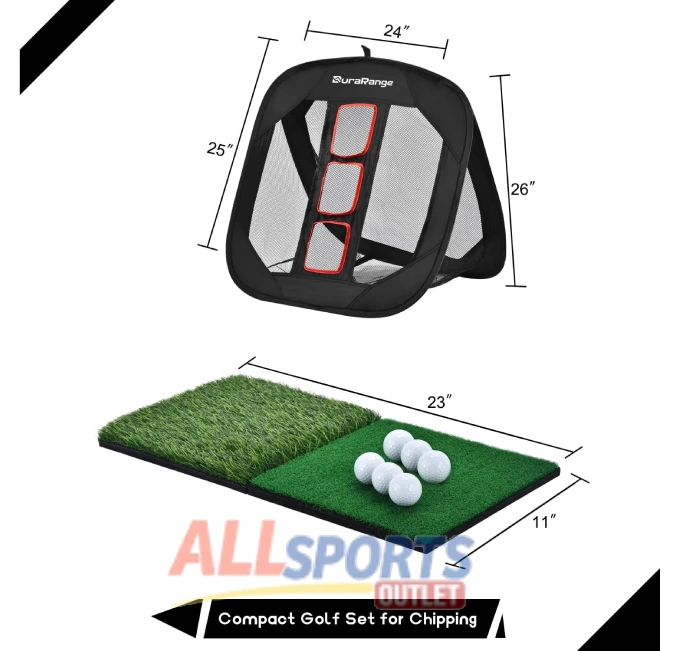 DURARANGE golf chipping net and turf mat set for practice All Sports Outlet