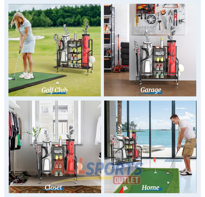 Golf Bag Organizer with Wheels for Garage Storage All Sports Outlet