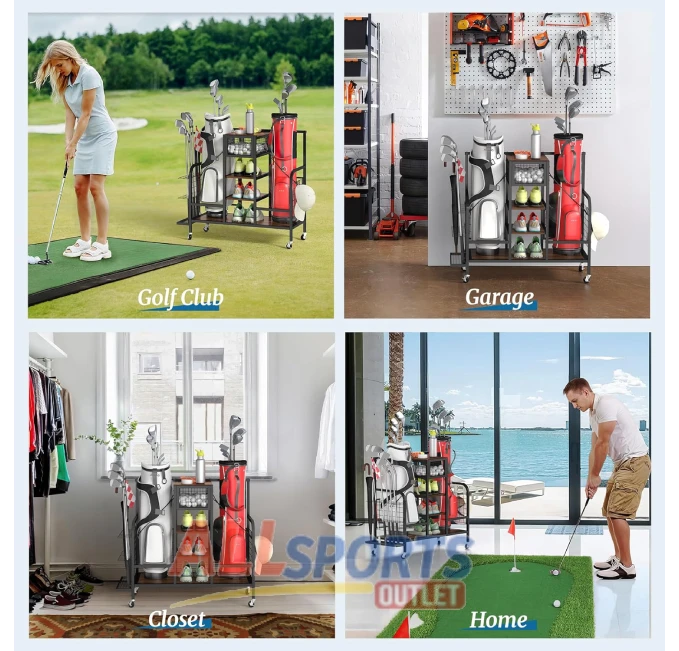 Golf Bag Organizer with Wheels for Garage Storage All Sports Outlet