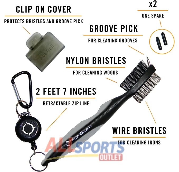 Golf Brush and Club Groove Cleaner Set with Divot Tool at All Sports Outlet
