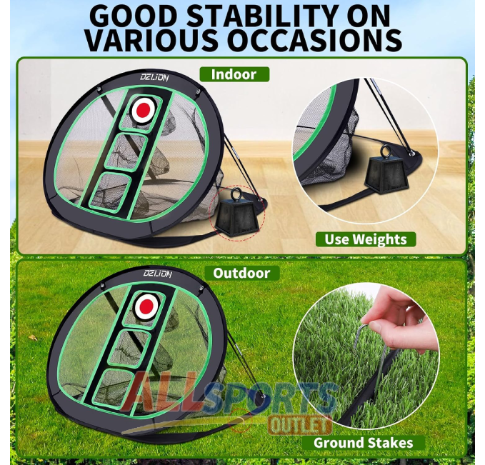 Golf chipping net pop up set with mat and practice balls for men and boys