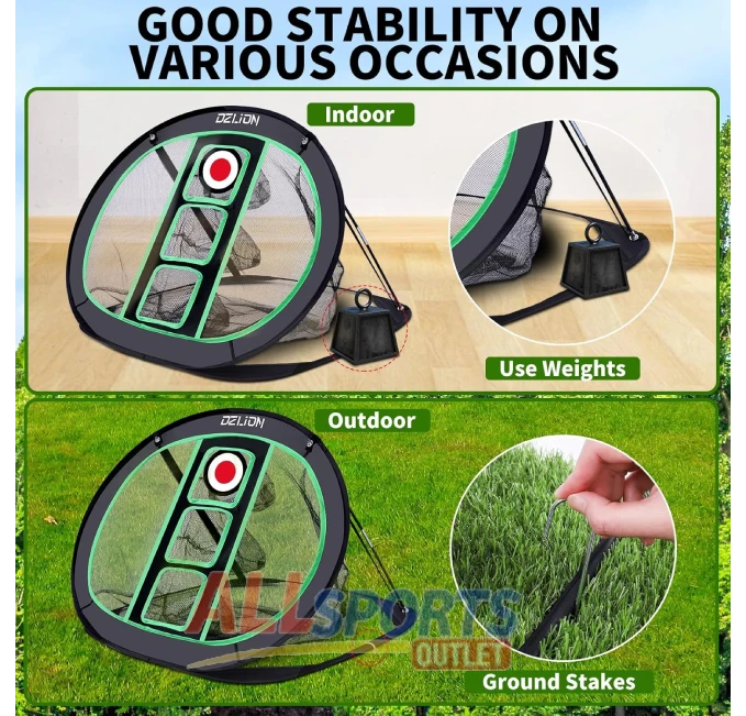 Golf chipping net pop up set with mat and practice balls for men and boys