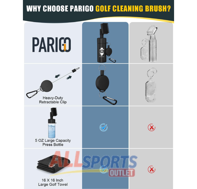 Golf Club Cleaner Brush with Towel Set for Golfers, Retractable Clip