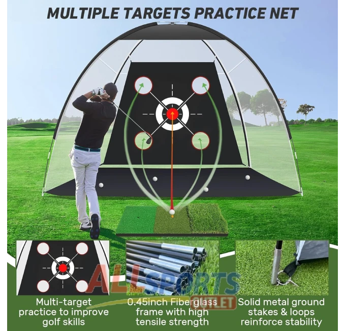 "Golf Practice Net All Sports Outlet Hitting Aid for Backyard Swing Training"