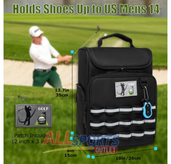 Golf shoe bag zippered with ventilation for shoes and accessories