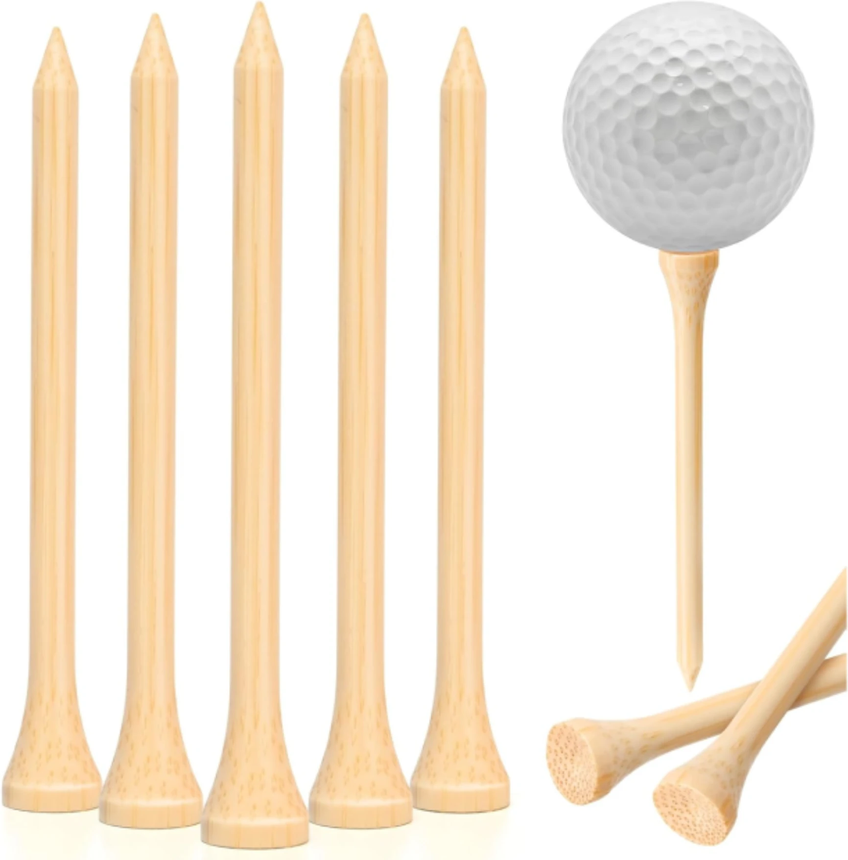 Natural Bamboo Golf Tees 100 Pack Ideal for Professional Tee Systems and Accuracy 100 Pack Natural Bamboo Golf Tees Professional Tee System for Accurate Shots
