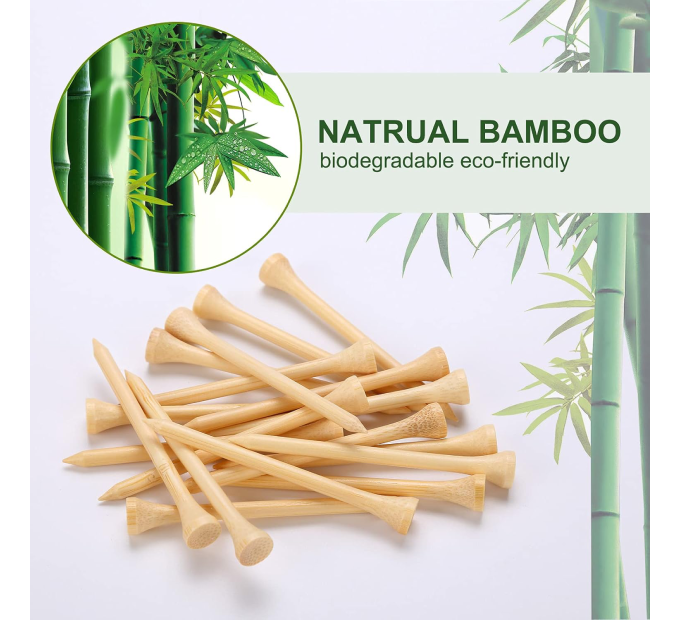 100-Pack Durable Bamboo Golf Tees Biodegradable Stable Performance