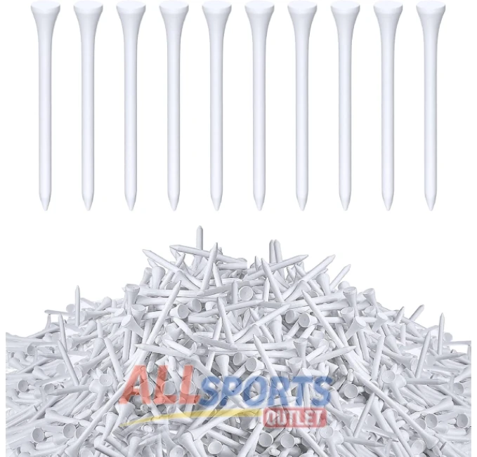 Bulk wooden golf tees for men and women available at All Sports Outlet, perfect for golf clubs and accessories.
