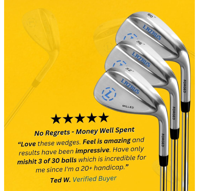 LAZRUS Forged Golf Wedge Set for Men with Milled Face - Available at All Sports Outlet
LAZRUS Forged Golf Wedge Set for Men with Milled Face for Better Spin and Control at All Sports Outlet