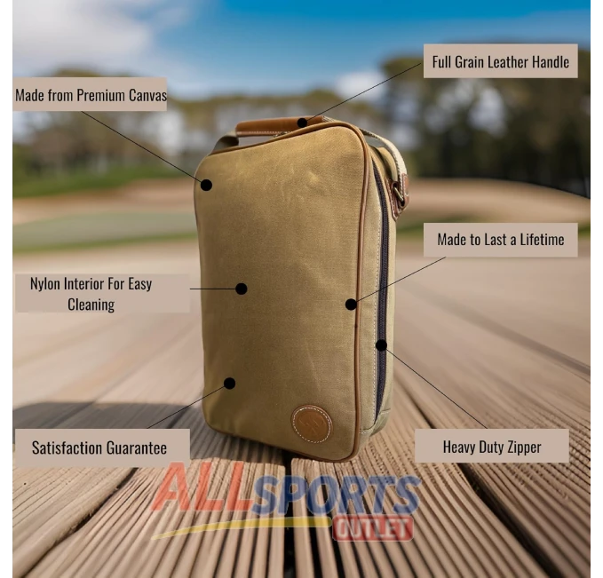 Lumberjack Plaid Golf Shoe Bag for Men and Women with Durable Canvas and Leather