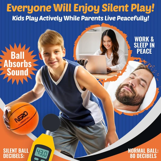 NERO SPORT Ninja Silent Basketball Size 3 for Quiet Indoor Play