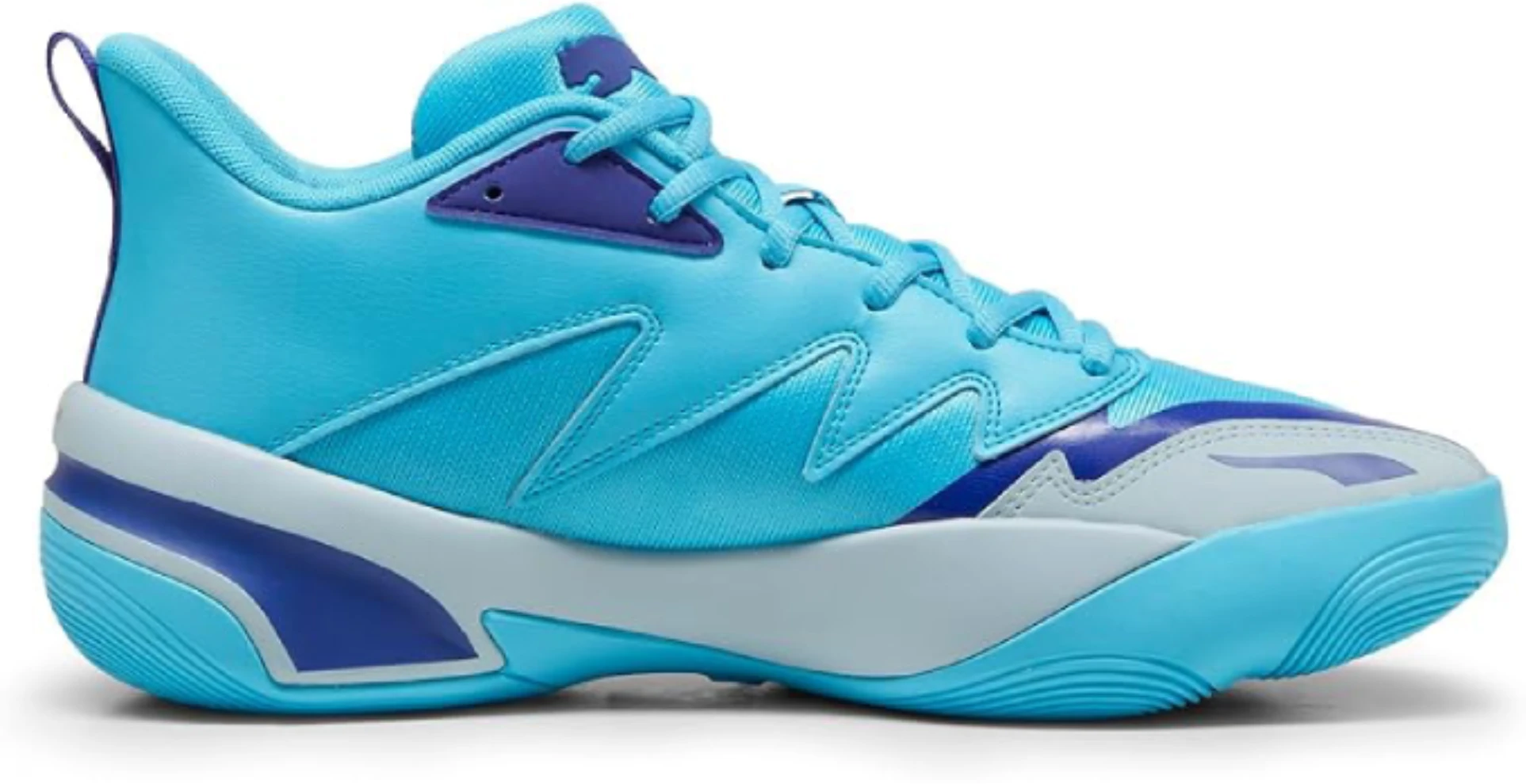 PUMA Men's Genetics Basketball Shoes featuring durable leather and high-traction rubber sole for comfort and performance, available at All Sports Outlet.