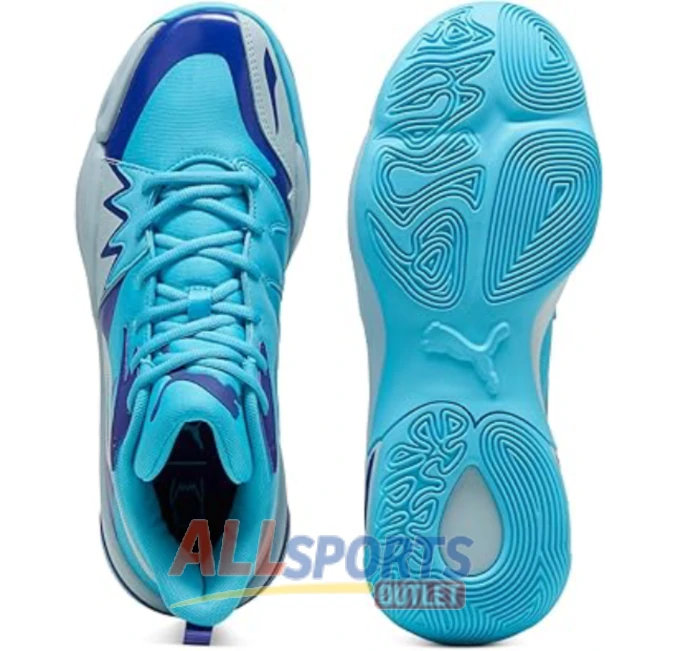 PUMA Men's Genetics Basketball Shoes featuring durable leather, padded collar, and high-traction rubber sole for stability and comfort.