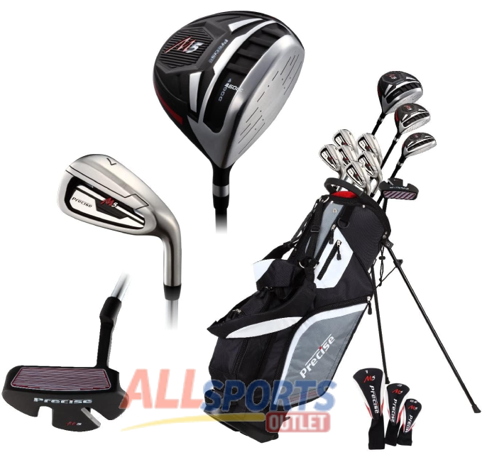 "Precise M5 Men's Complete Golf Clubs Set with Driver, Hybrid, Irons, Putter, and Stand Bag from All Sports Outlet"