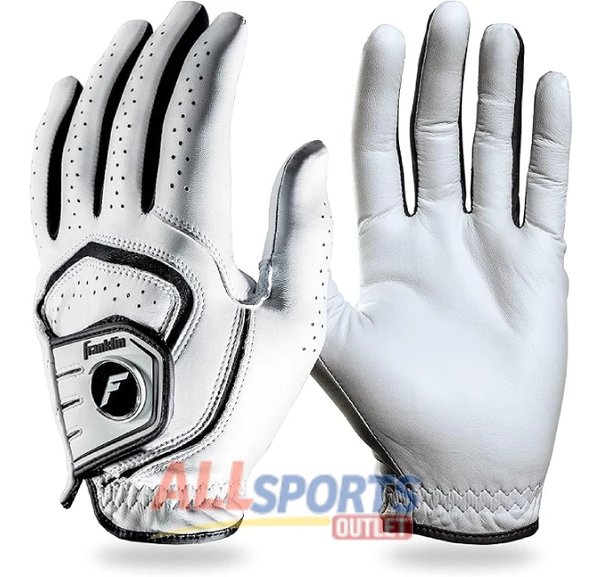 Pro Golf Glove by Franklin Sports in White and Black for Maximum Grip and Comfort Franklin Sports Pro Golf Glove for Men with Maximum Grip and Breathability - White and Black