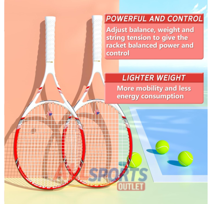 Pro Tennis Racket 27 Inch with Balls and Overgrips at All Sports Outlet for Beginners and Professionals