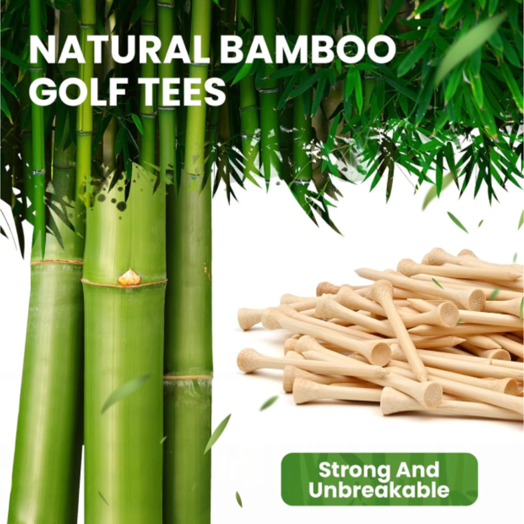 Professional Bamboo Golf Tees 100 Pack Durable Friction Reducing for Accurate Shots