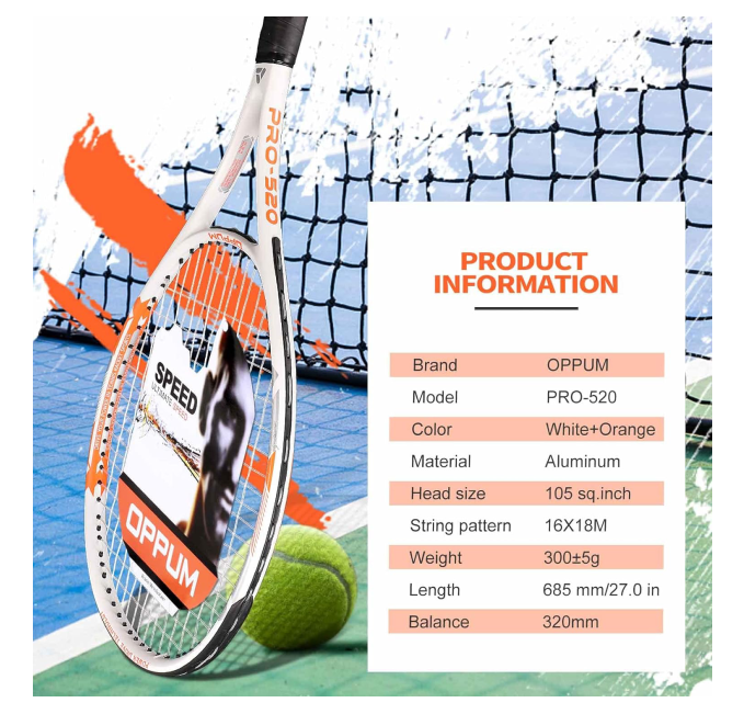 Professional Tennis Racket 27 Inch for Adults Lightweight and Durable