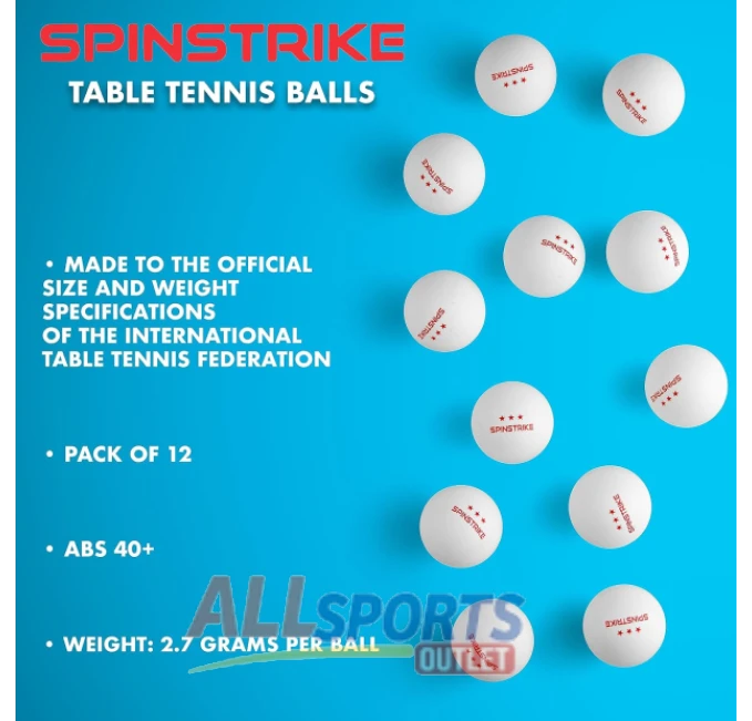 SPINSTRIKE White Ping Pong Balls 12 Count Pro Table Tennis Balls for Tournament Play