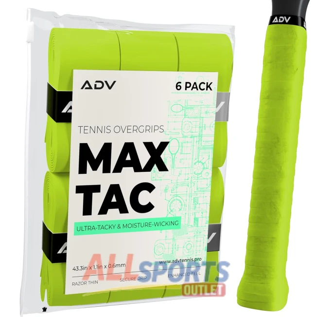 ADV MaxTac Tacky Tennis Grip Tape 6 Pack Yellow for Non-Slip Control