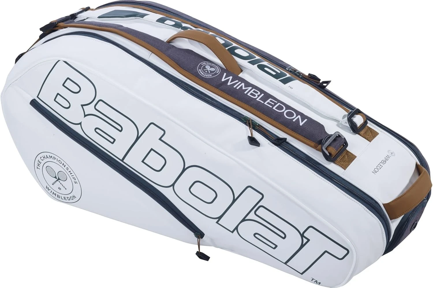 Babolat Pure Racquet Holder x6 Wimbledon Tennis Bag White Grey Available at All Sports Outlet Babolat Pure Racquet Holder x6 Wimbledon Tennis Bag White Grey
