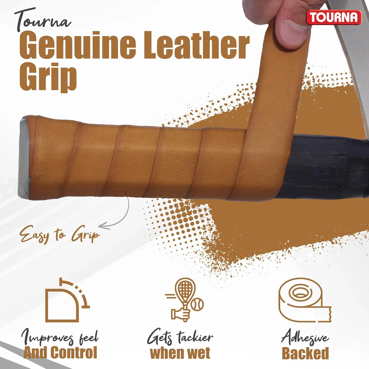 All Sports Outlet Tourna Leather Grip for Tennis Rackets Black