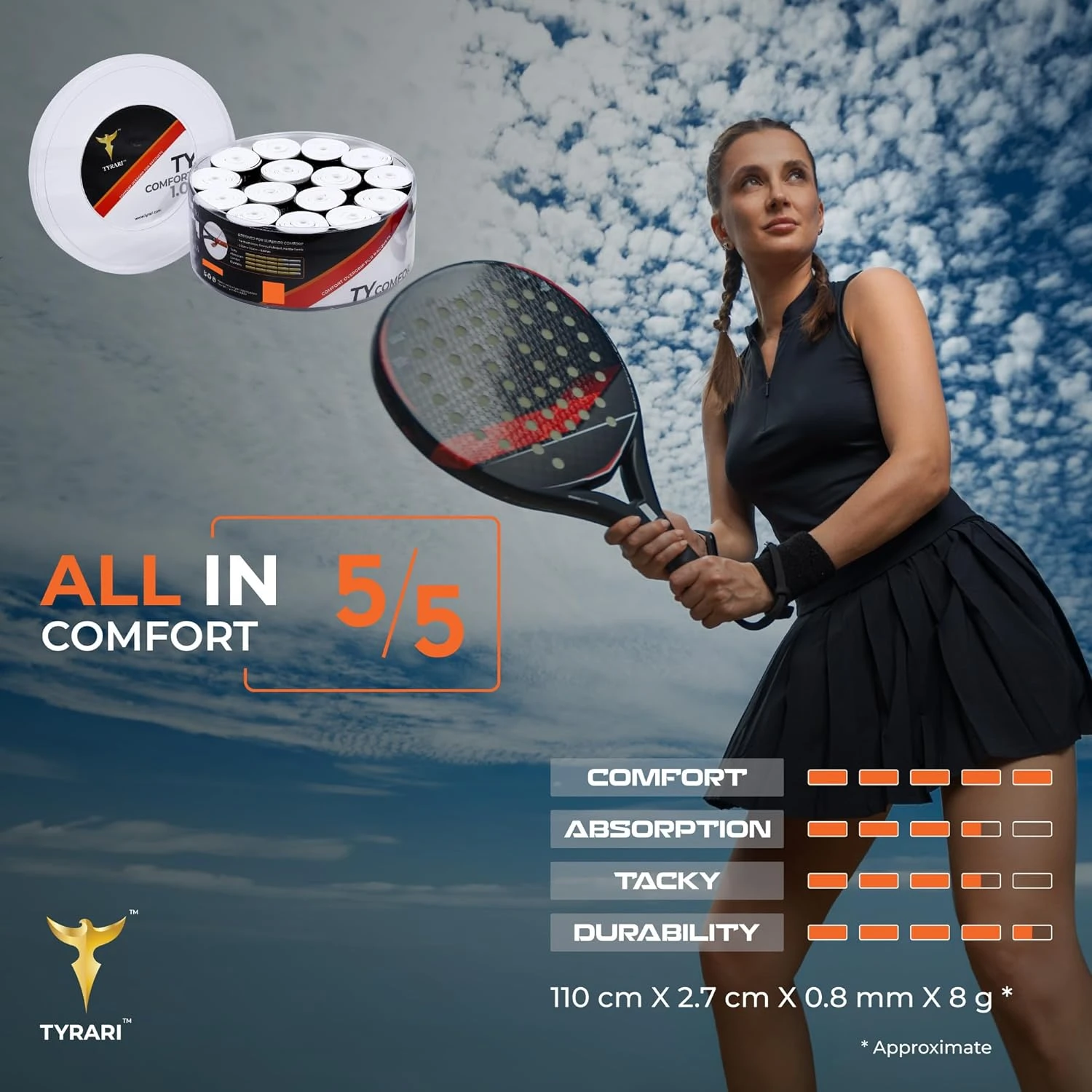 All Sports Outlet TYRARI Ty Comfort 1.0 Overgrip 30 Pack for Tennis Pickleball
