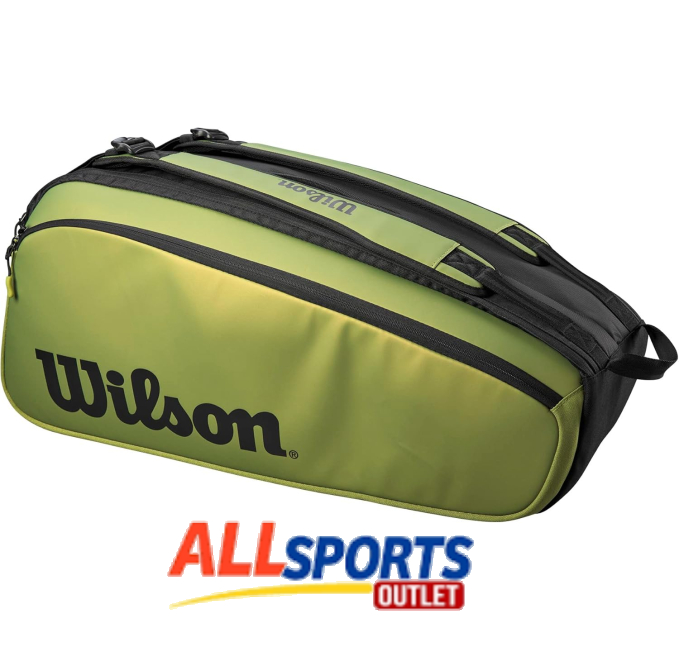 Wilson Blade V8 Super Tour Tennis Racket Bag Green Black for Up to 9 Rackets