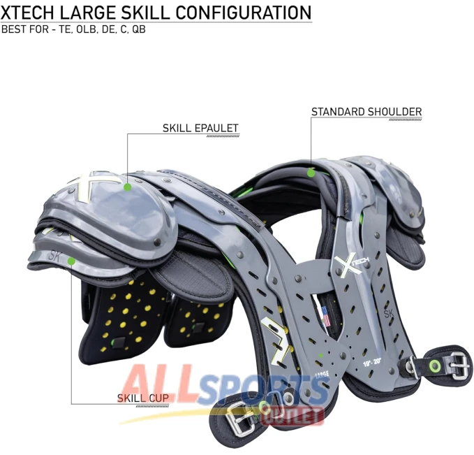 XTECH X2 Football Shoulder Pads for Men Lightweight Protection
