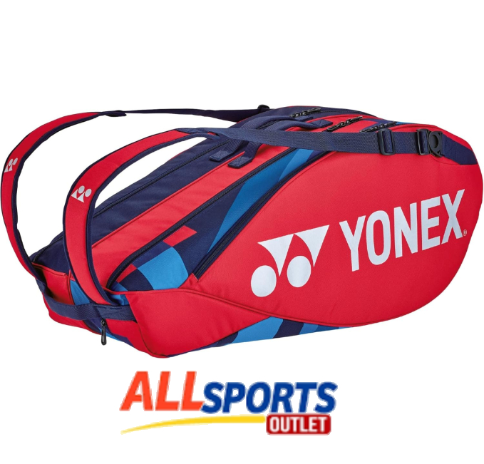 YONEX Pro 9 Pack Racquet Tennis Bag Scarlet for Sports Gear