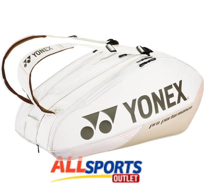 YONEX Pro 9pk Tennis Bag Sand Beige for Players with Adjustable Straps