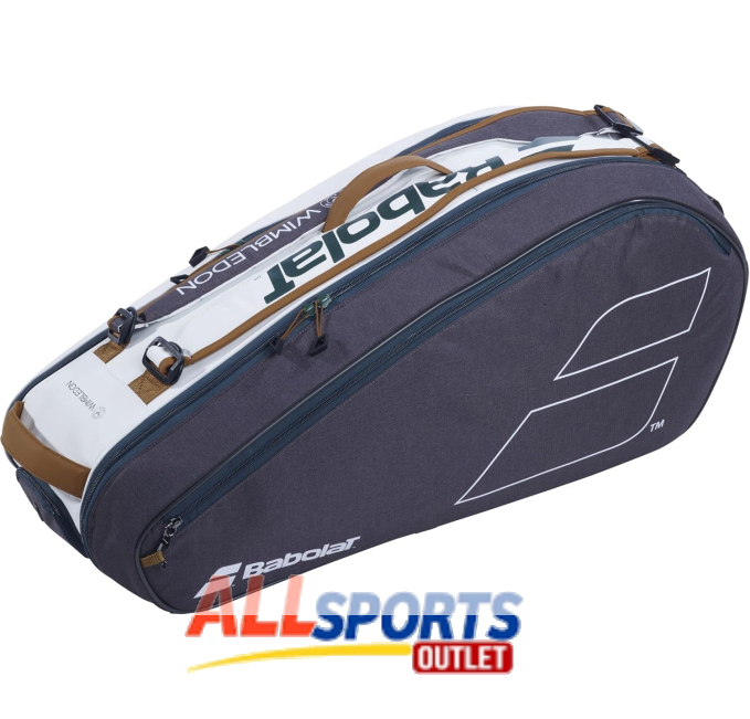 Babolat Pure Racquet Holder x6 Wimbledon Tennis Bag White Grey