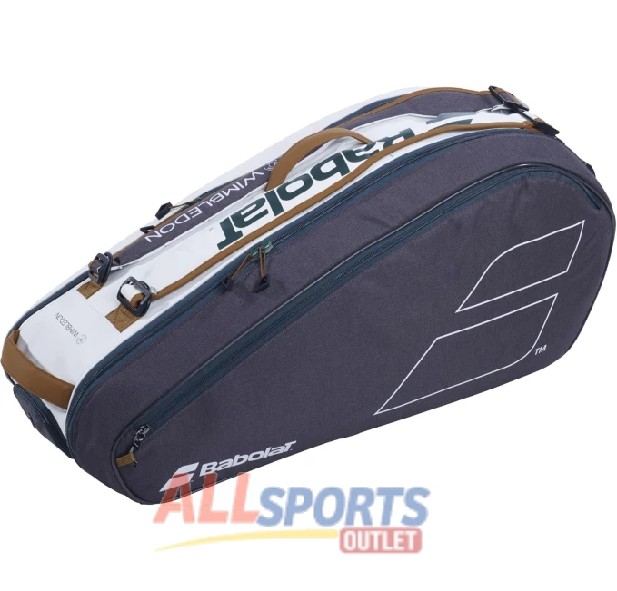 Babolat Pure Racquet Holder x6 Wimbledon Tennis Bag White Grey