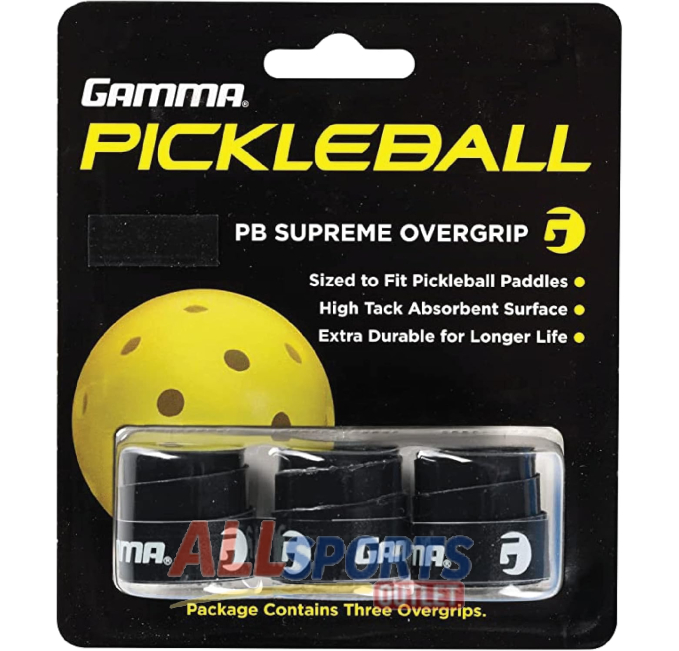 Gamma Sports Pickleball Supreme Overgrip Black for Better Grip