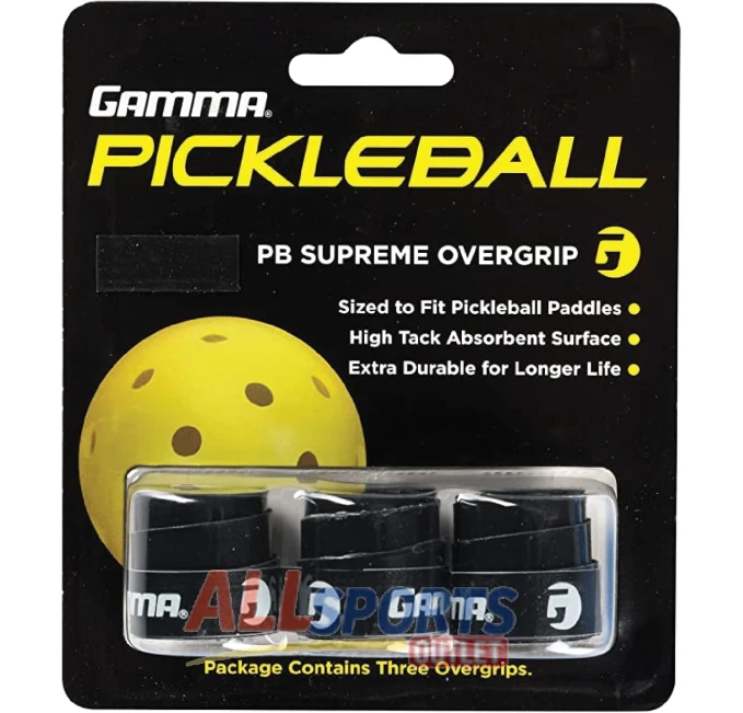 Gamma Sports Pickleball Supreme Overgrip Black for Better Grip