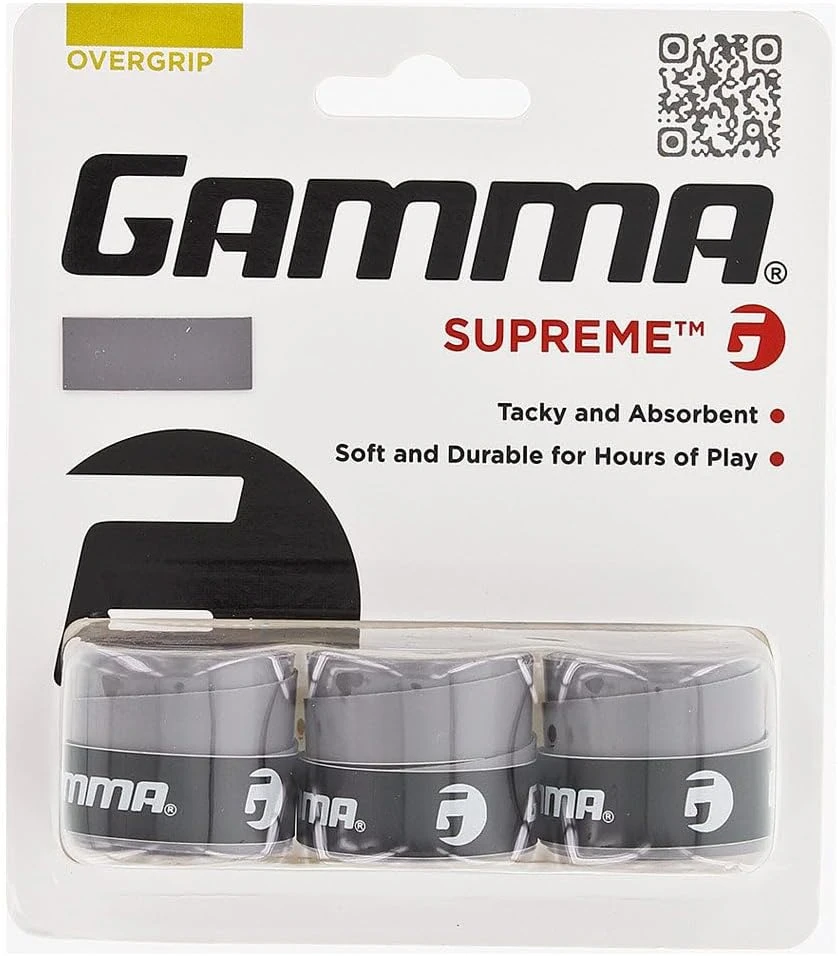 GAMMA Sports Supreme Overgrip 3 Pack in Grey for Tennis, Pickleball, Squash, and Racquetball
GAMMA Sports Supreme Overgrip Grey 3 Pack for Tennis Pickleball Squash Racquets