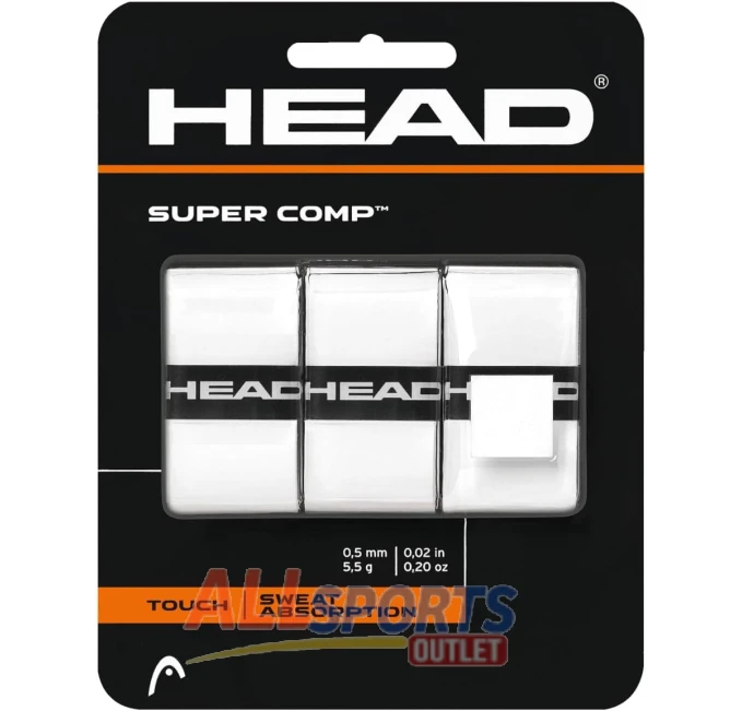 HEAD Super Comp Racquet Overgrip 3 Pack White for Tennis Grips All Sports Outlet