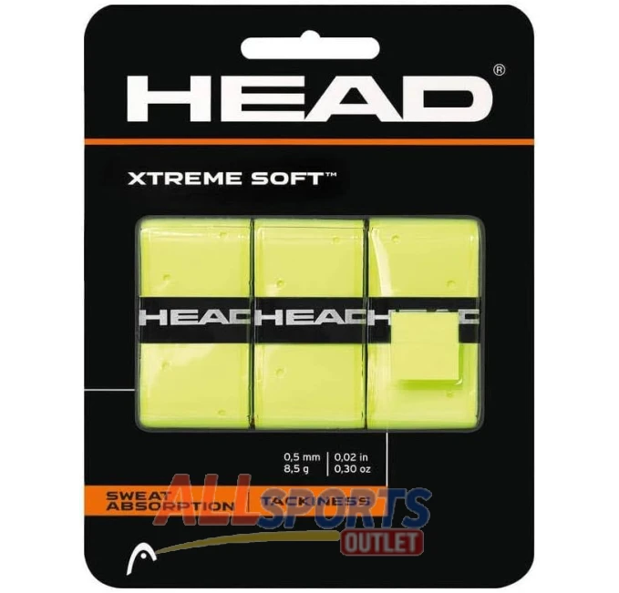 HEAD Xtreme Soft Racquet Overgrip 3 Pack Yellow for Tennis All Sports Outlet