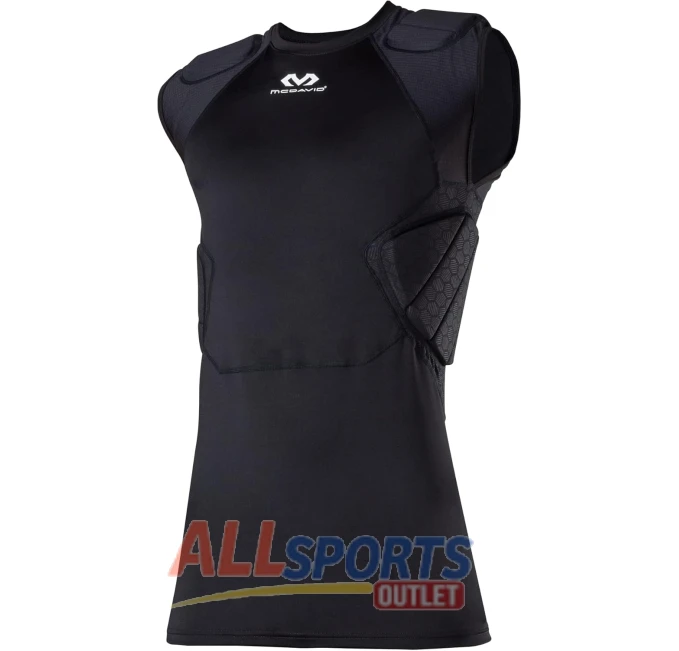 McDavid 5 Pad Integrated Shirt AXXL Black for Contact Sports Protection