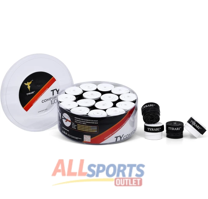TYRARI Ty Comfort 1.0 Overgrip 30 Pack Black White for Racket Sports