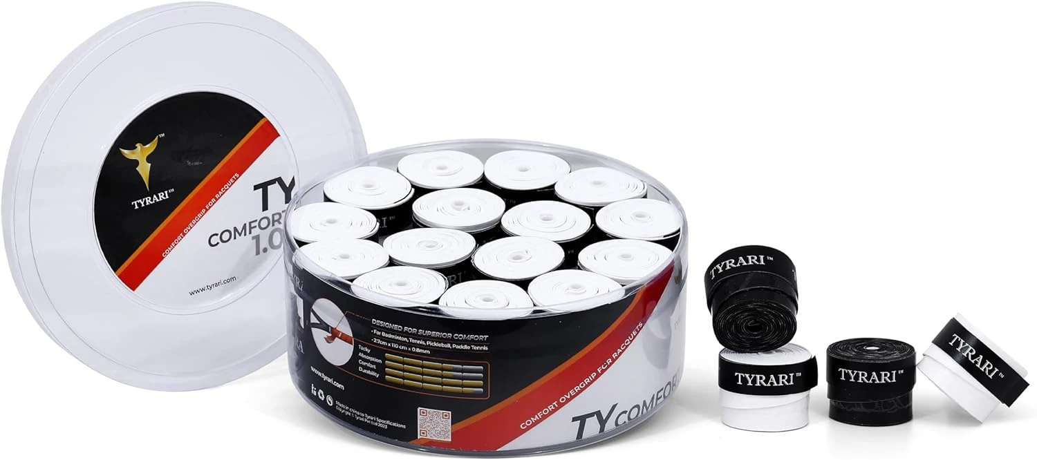 TYRARI Ty Comfort 1.0 Overgrip 30 Pack Black White for Improved Grip
TYRARI Ty Comfort 1.0 Overgrip 30 Pack Black White for Racket Sports