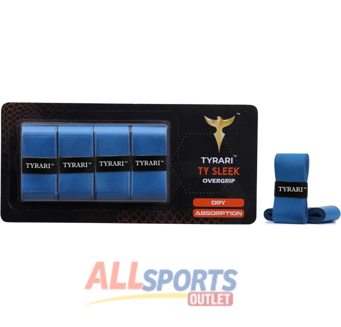 TYRARI Ty Sleek Ultrathin Overgrip Blue 4 Pack for Tennis and Pickleball