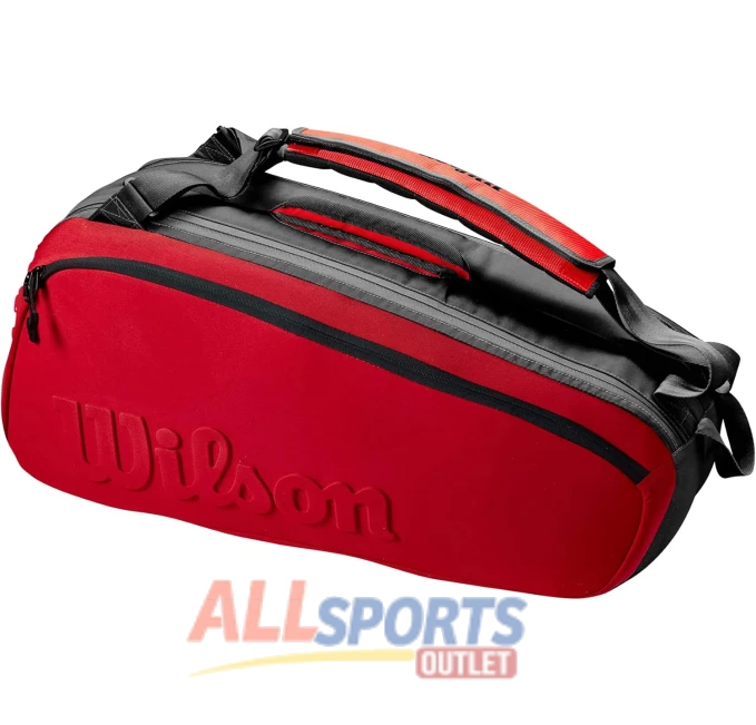 Wilson Clash V2 Super Tour Tennis Bag Red Black Holds 6 Rackets
