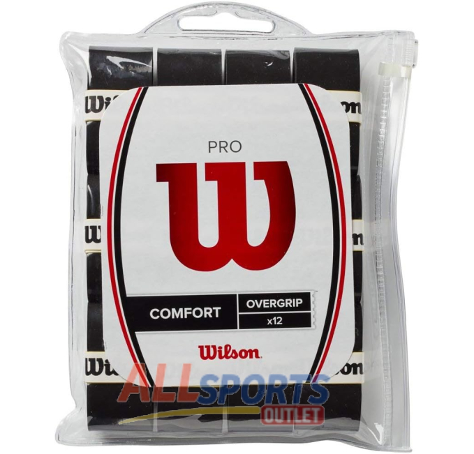 Wilson Pro Overgrip Comfort 12 Pack Black Tennis Grip for Rackets