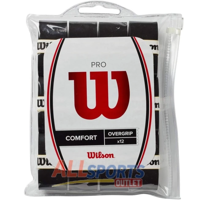 Wilson Pro Overgrip Comfort 12 Pack Black Tennis Grip for Rackets
